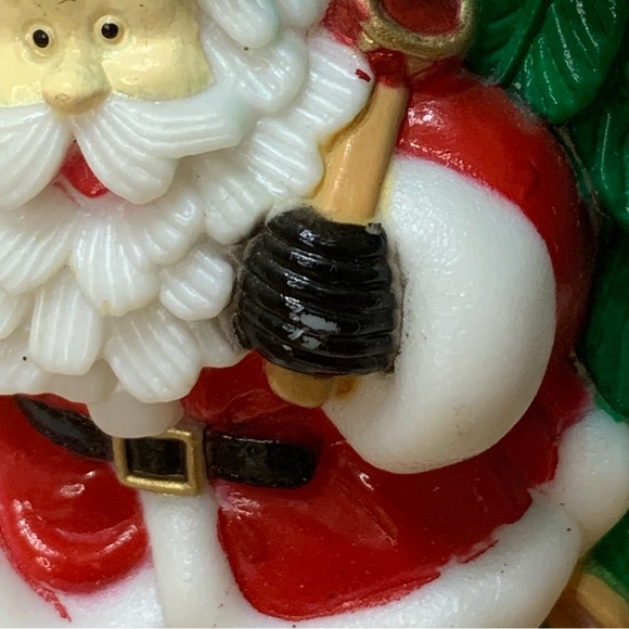 💕2/$20💕 Vintage Plastic J.S.N.Y Santa Scene Snowman Reindeer 6” Wall Hanging - Picture 14 of 14